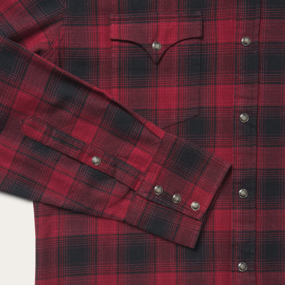 Brushed Twill Plaid Shirt Black | Stetson Men