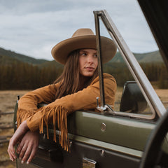 Lamb Suede Fringed Jacket Brown | Stetson Women