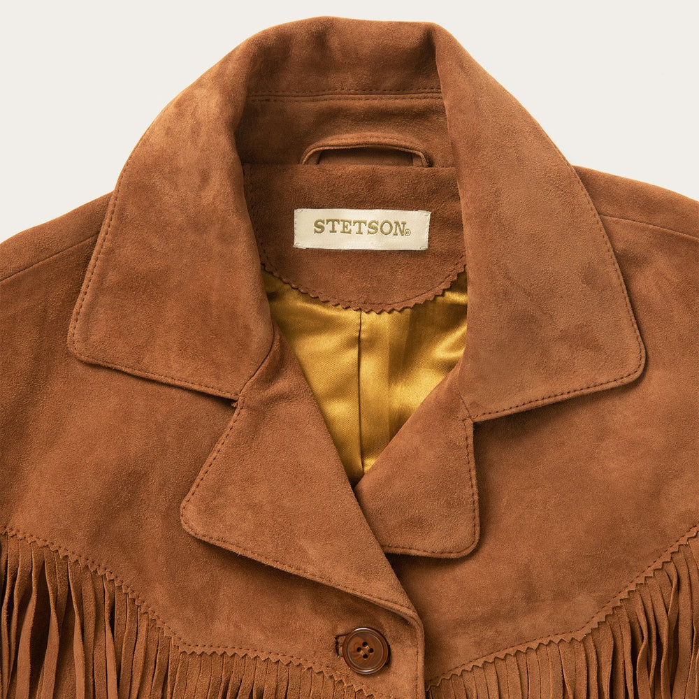 Lamb Suede Fringed Jacket Brown | Stetson Women