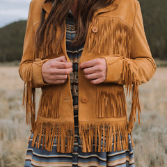 Fringe Suede Jacket Tan | Stetson Women