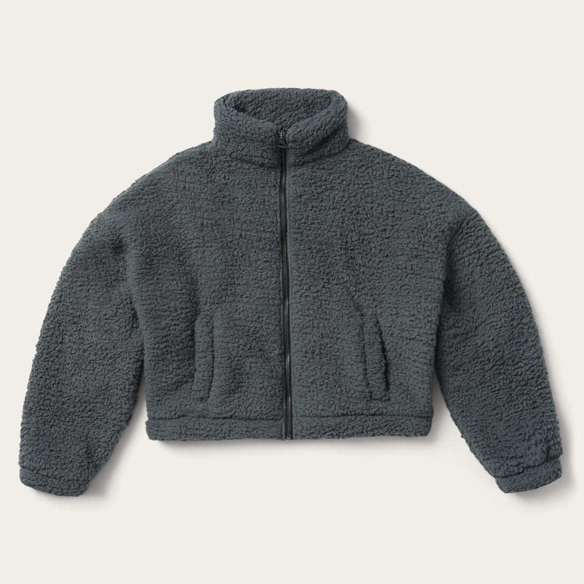 Fuzzy Teddy Bear Fleece Jacket Grey | Stetson Women