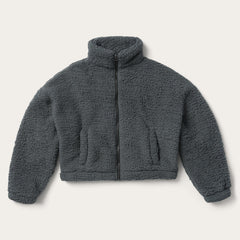 Fuzzy Teddy Bear Fleece Jacket Grey | Stetson Women