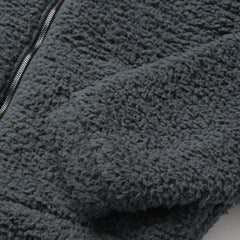 Fuzzy Teddy Bear Fleece Jacket Grey | Stetson Women
