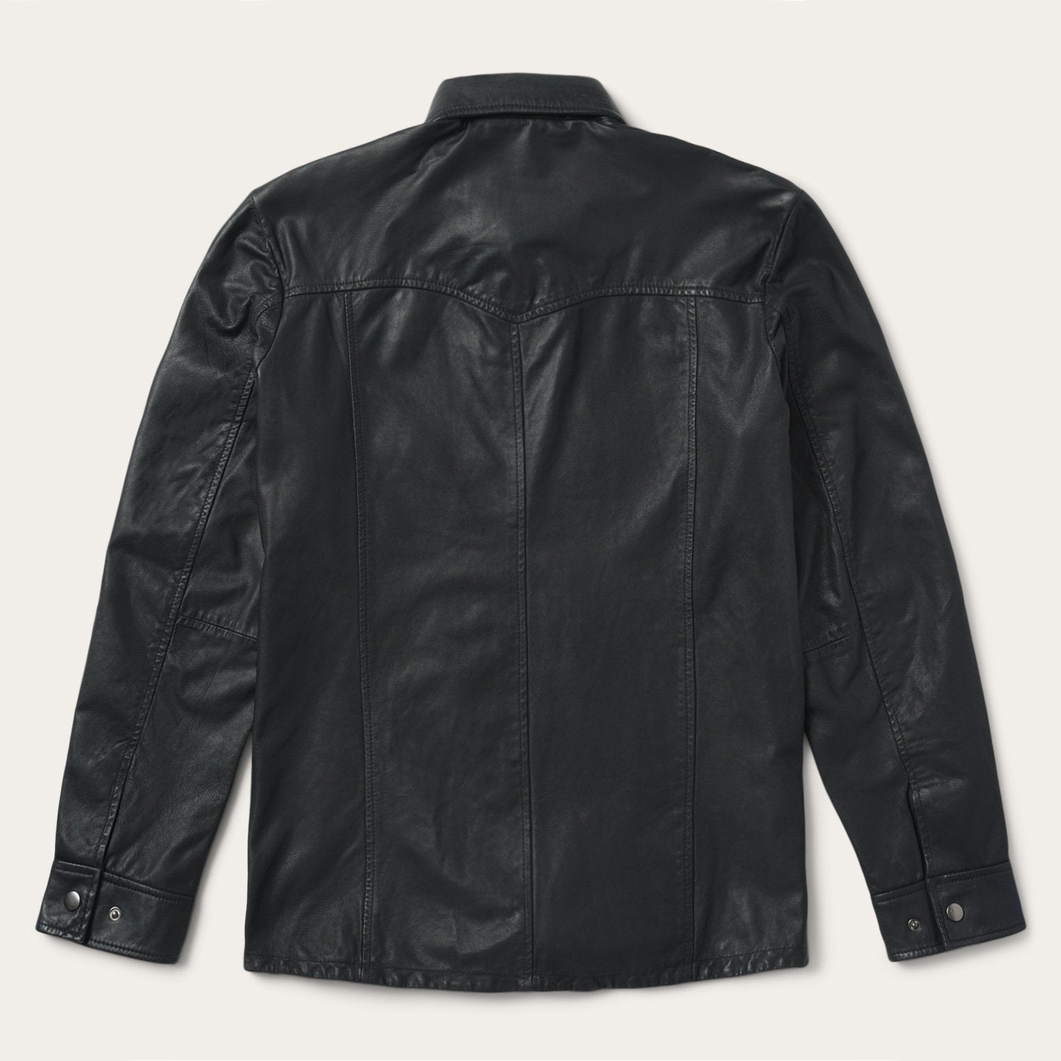 Leather Western Shirt Jacket Black | Stetson Men
