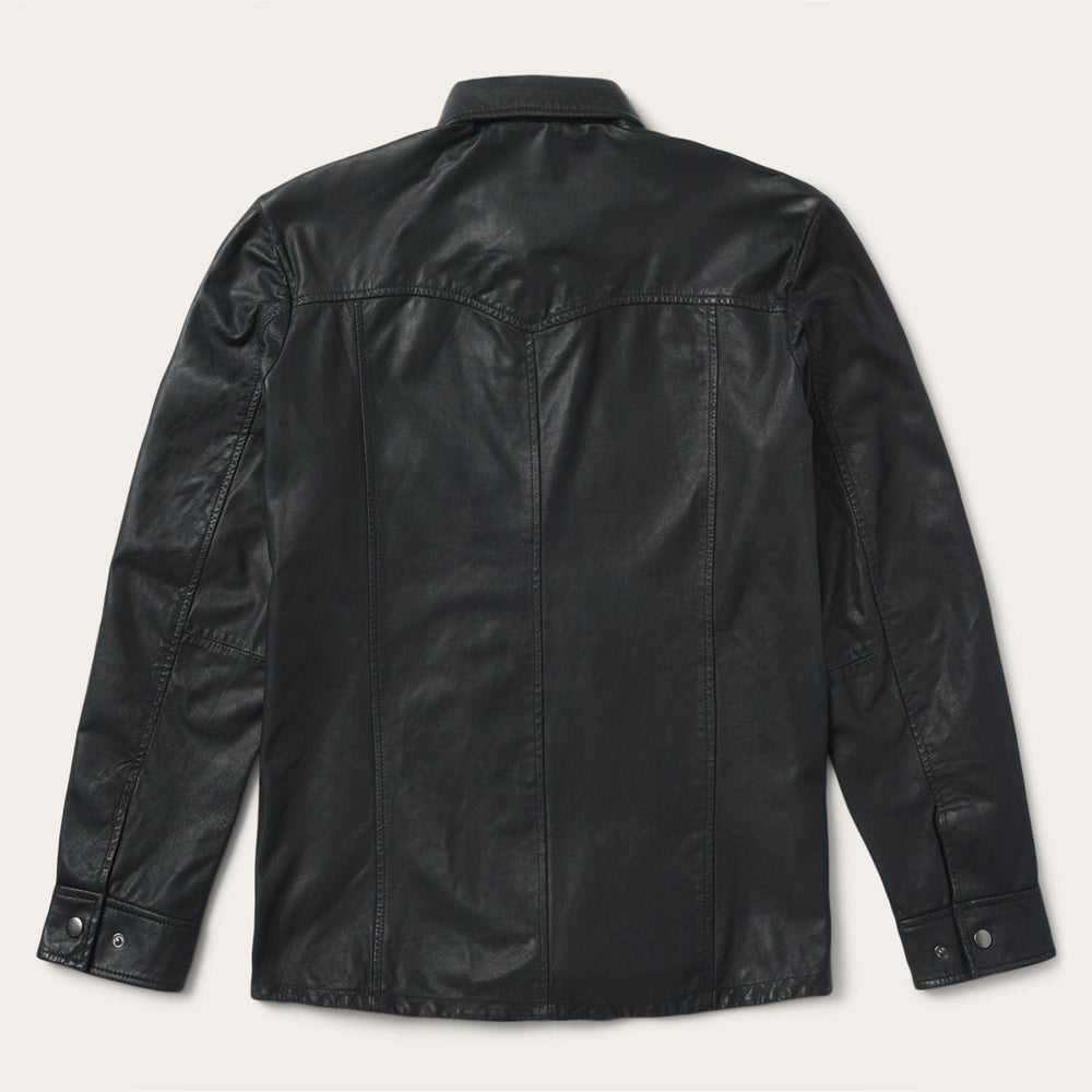 Leather Western Shirt Jacket Black | Stetson Men