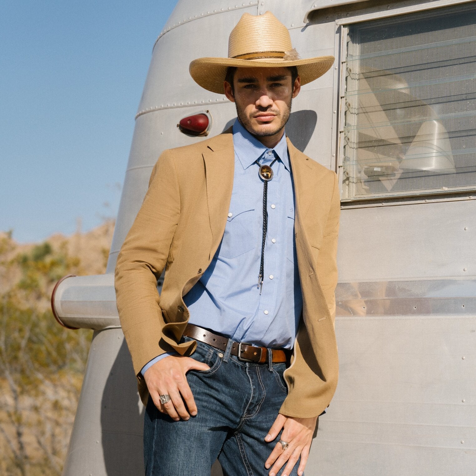 Blue End On End Solid Shirt Blue | Stetson Men