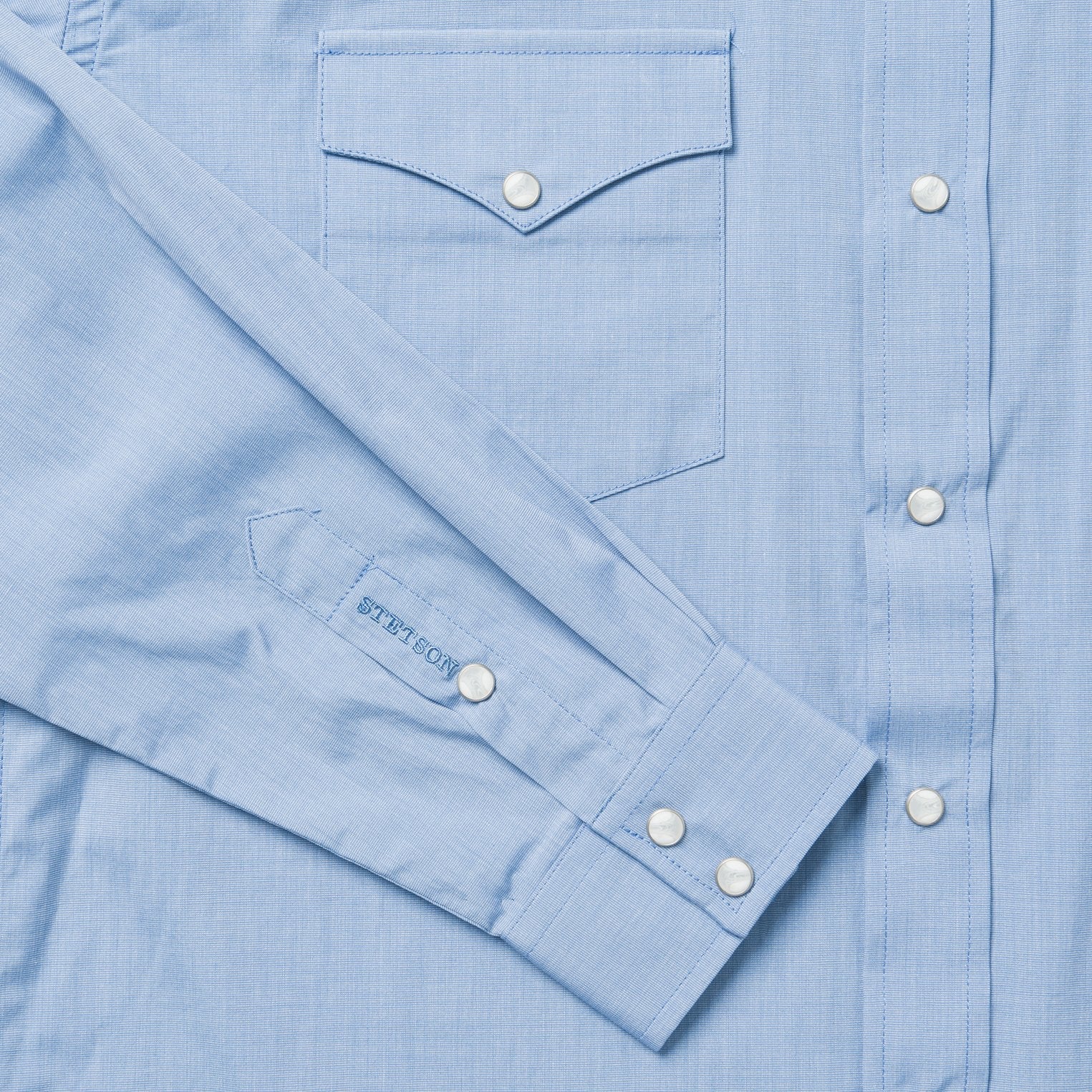 Blue End On End Solid Shirt Blue | Stetson Men