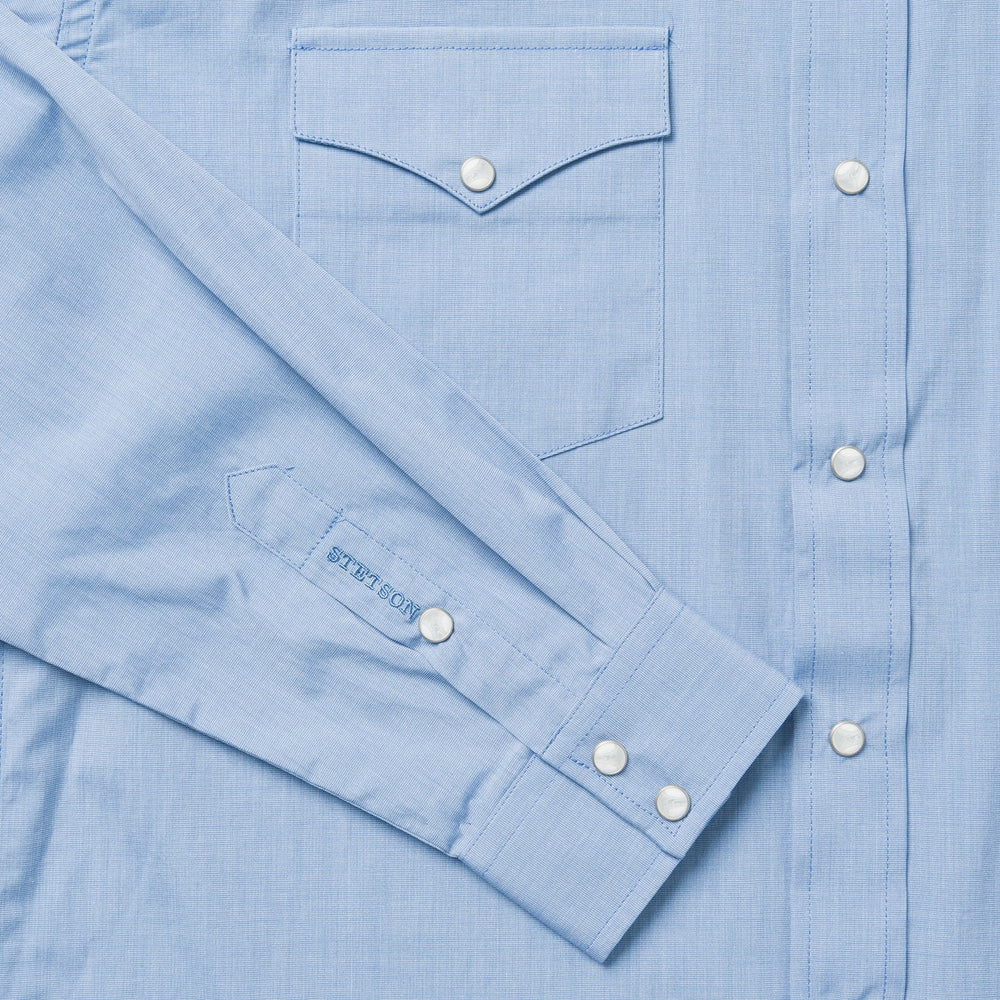 Blue End On End Solid Shirt Blue | Stetson Men