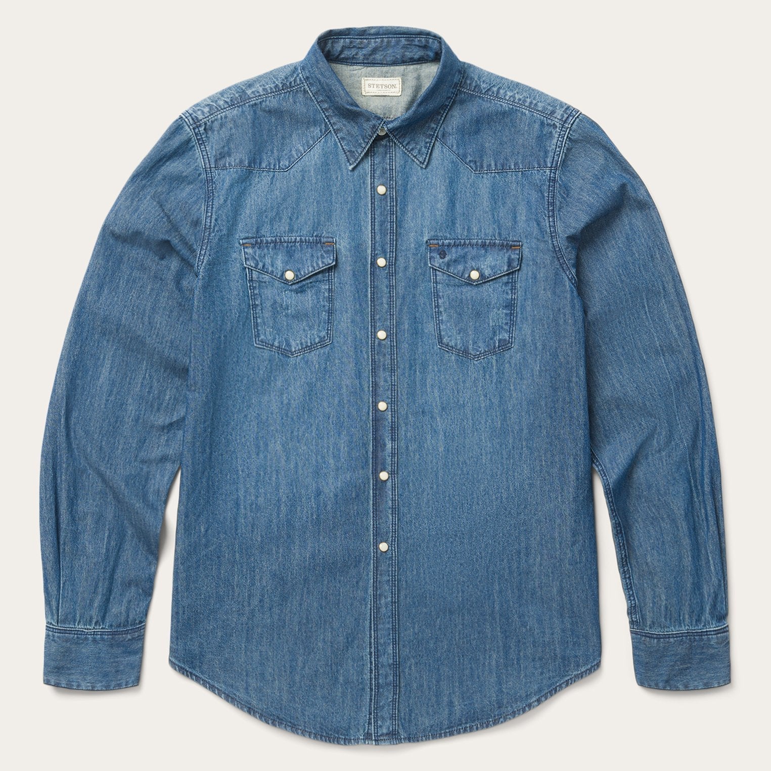 Medium Blue Denim Shirt Blue | Stetson Men