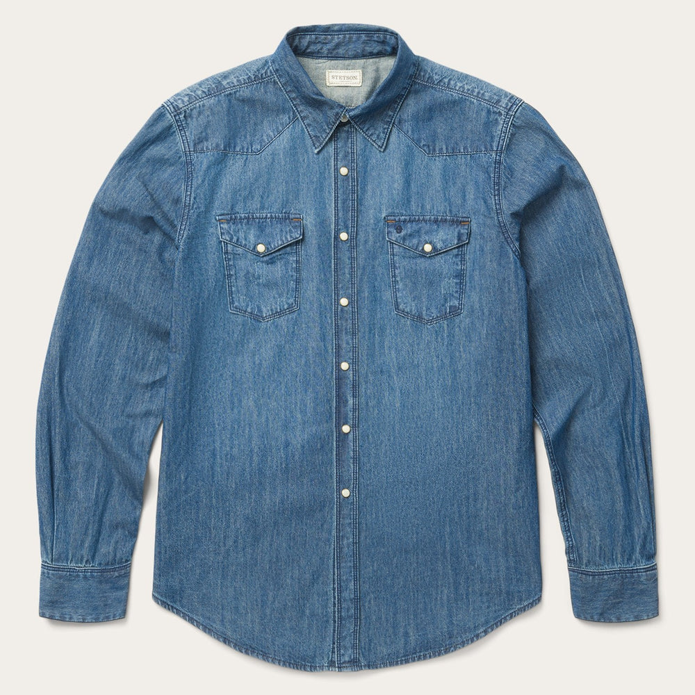 Medium Blue Denim Shirt Blue | Stetson Men
