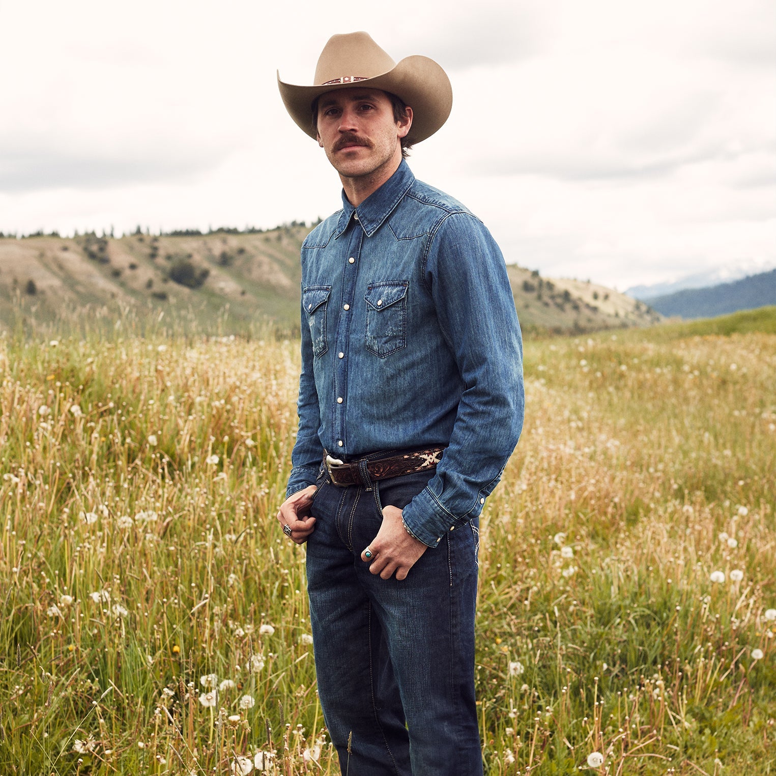 Medium Blue Denim Shirt Blue | Stetson Men