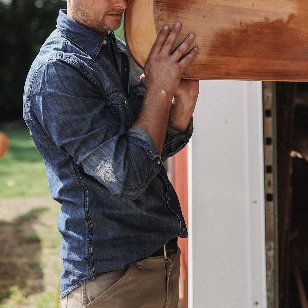 Medium Blue Denim Shirt Blue | Stetson Men