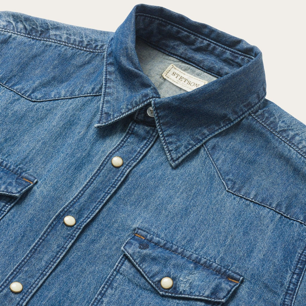 Medium Blue Denim Shirt Blue | Stetson Men
