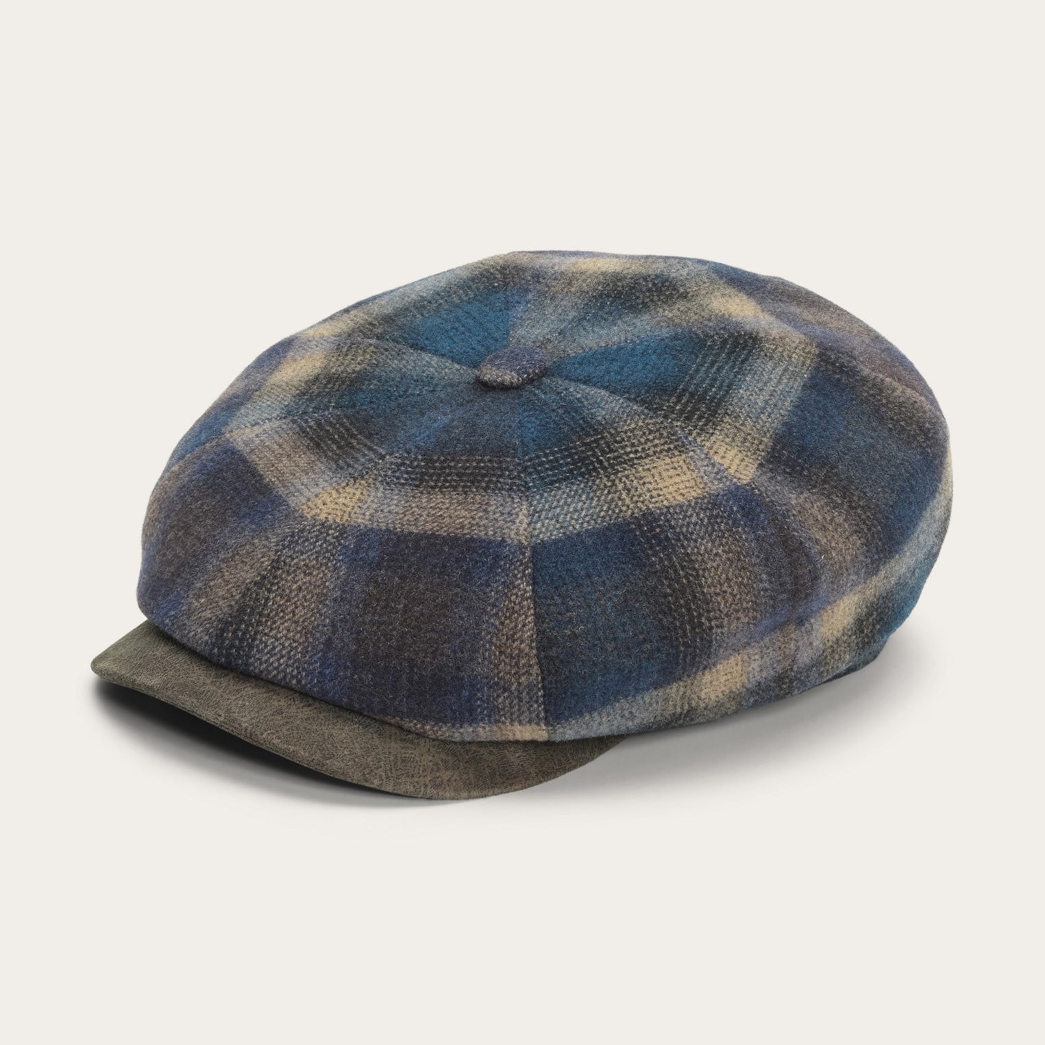 Hatteras Virgin Wool Cap Blue/Beige Check | Stetson Hats