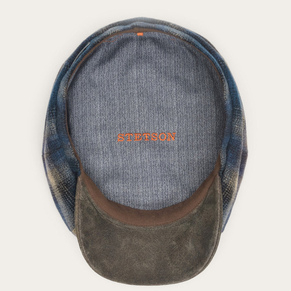 Hatteras Virgin Wool Cap Blue/Beige Check | Stetson Hats