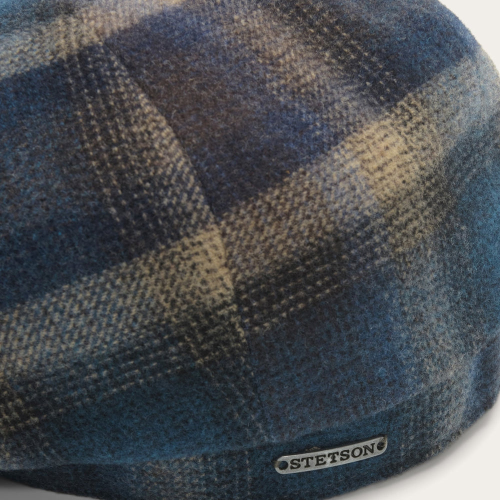 Hatteras Virgin Wool Cap Blue/Beige Check | Stetson Hats