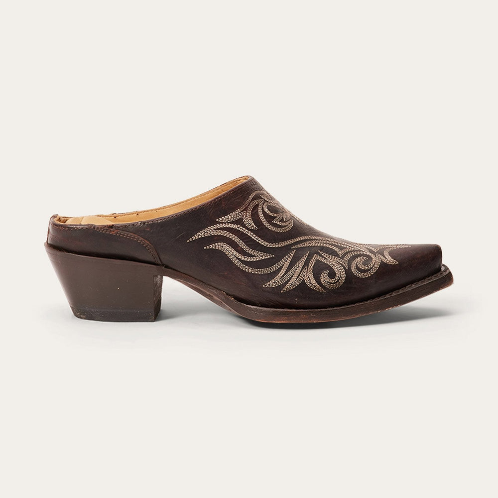Adley Vintage Finished Leather Mules Brown | Stetson