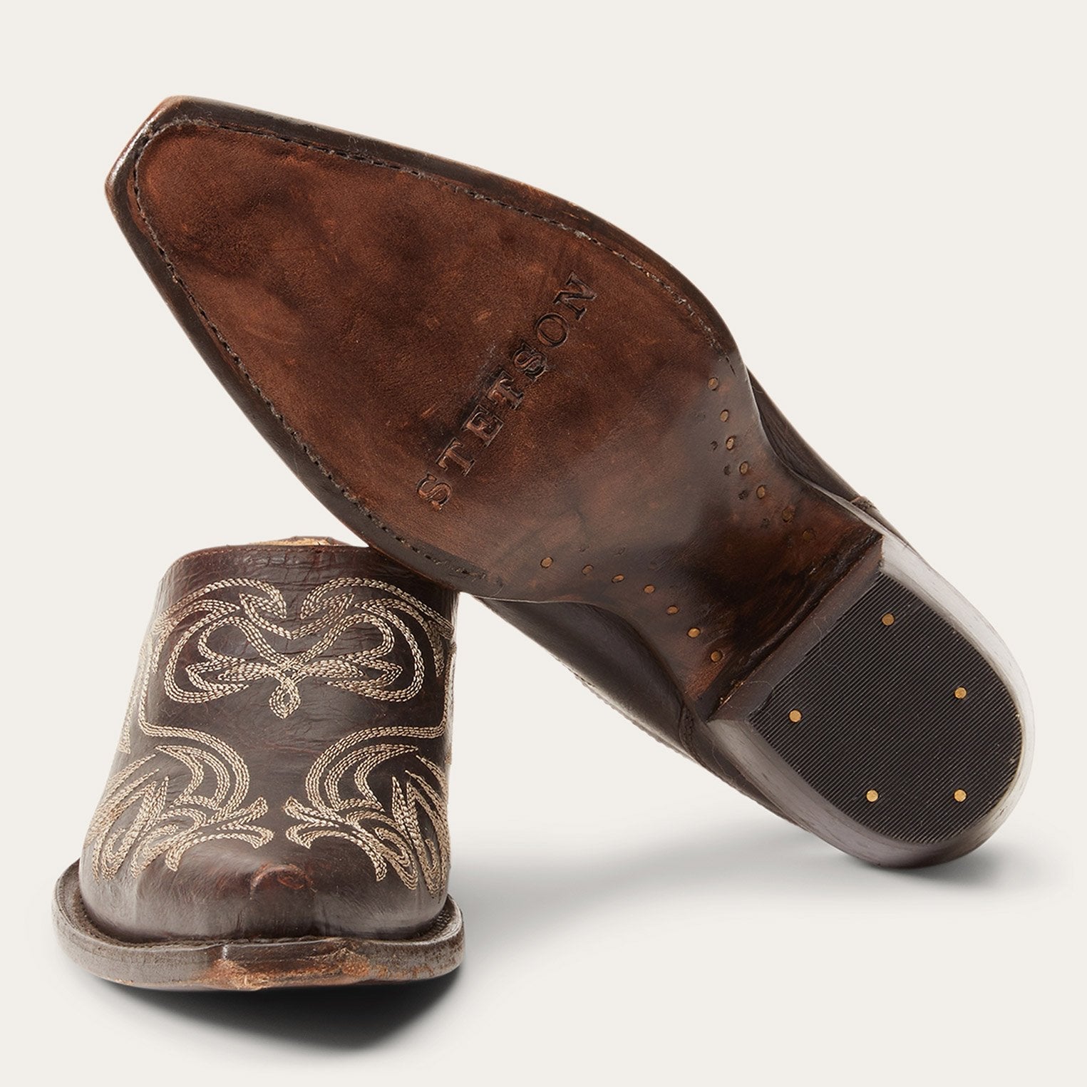 Adley Vintage Finished Leather Mules Brown | Stetson