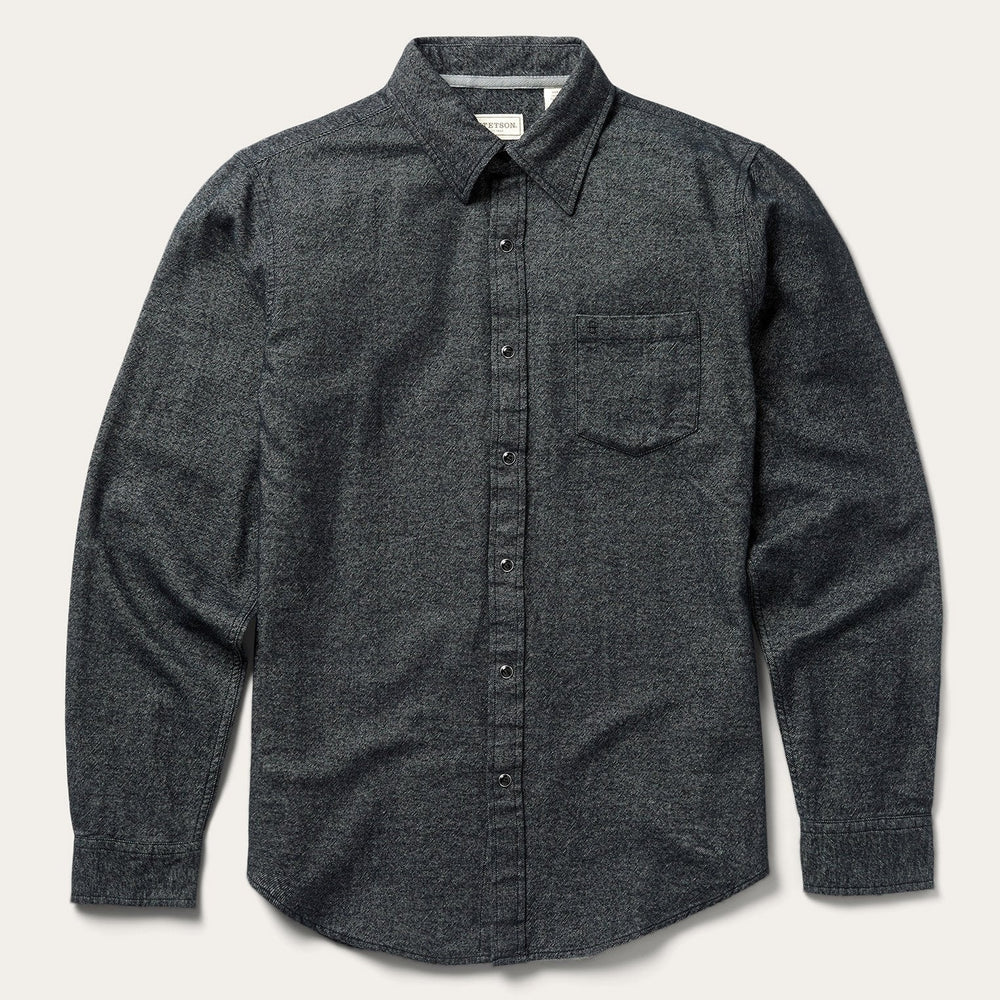 Brushed Twill Western Shirt Black | Stetson Men