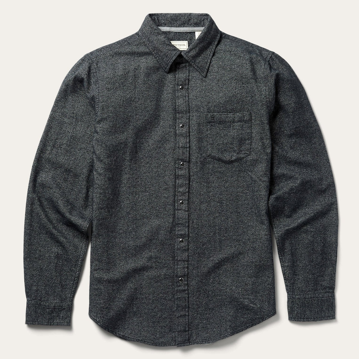 Brushed Twill Western Shirt Black | Stetson Men
