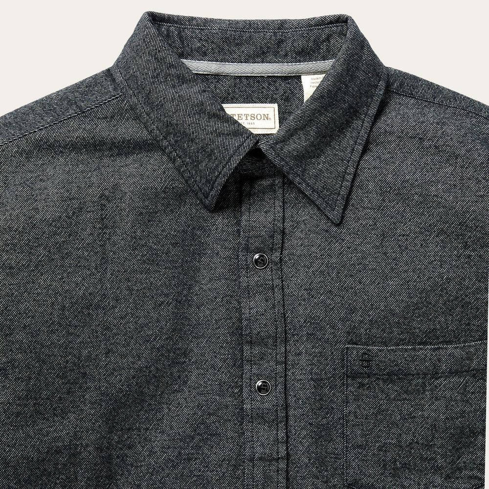 Brushed Twill Western Shirt Black | Stetson Men