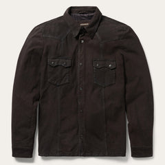 Leather Western Shirt Jacket Brown | Stetson Men
