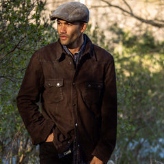 Leather Western Shirt Jacket Brown | Stetson Men