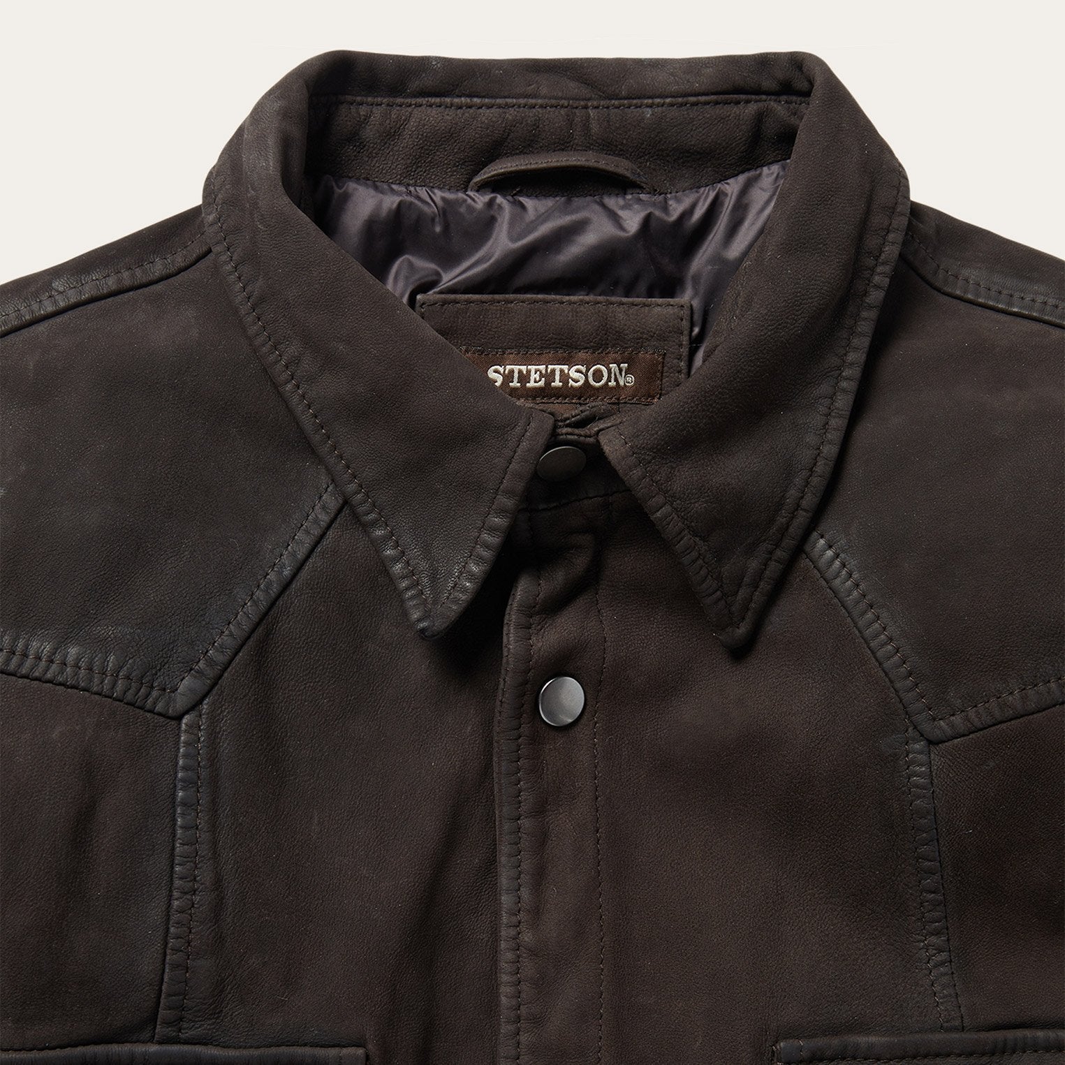Leather Western Shirt Jacket Brown | Stetson Men