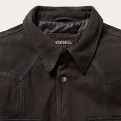 Leather Western Shirt Jacket Brown | Stetson Men