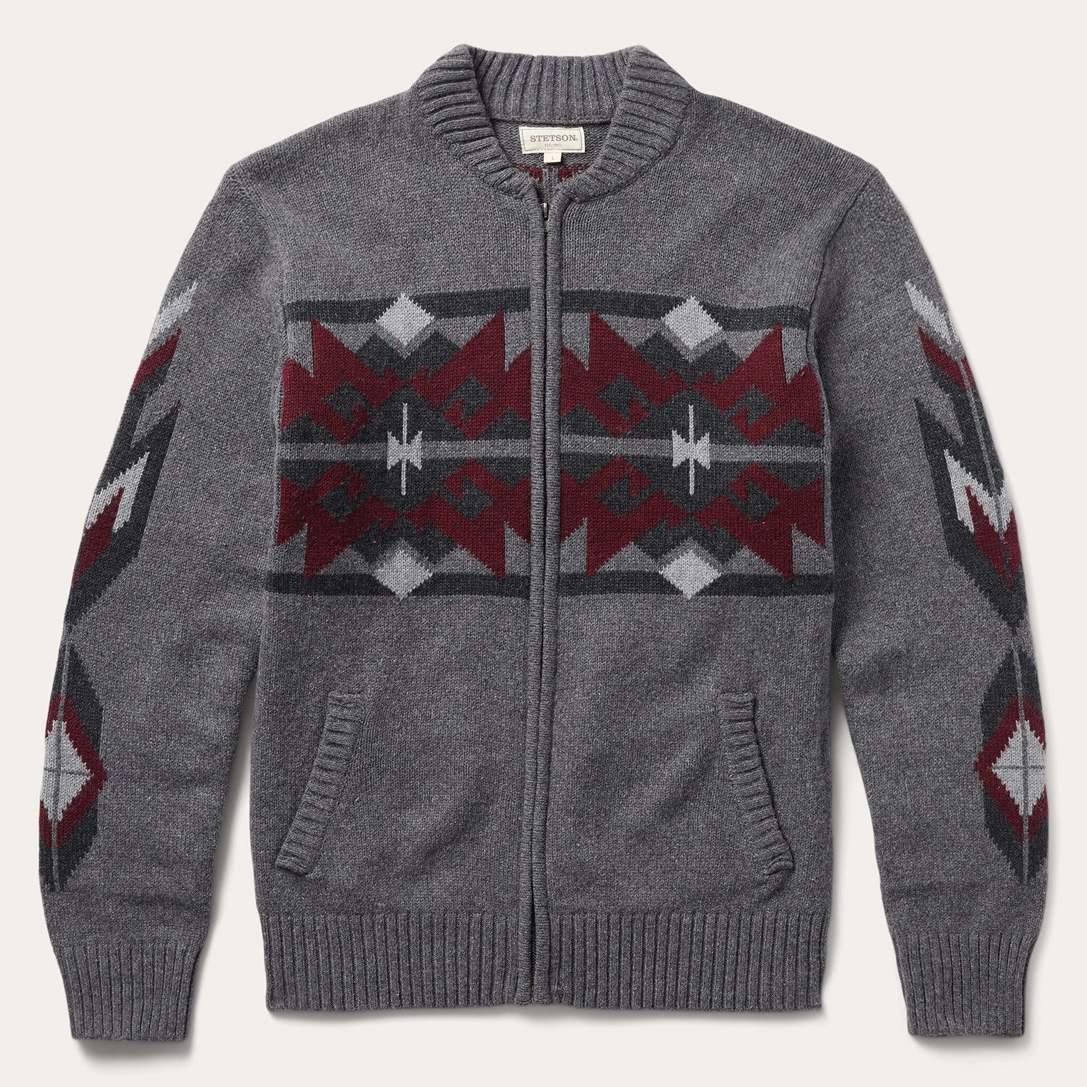 Grey Aztec Cardigan Grey | Stetson Men