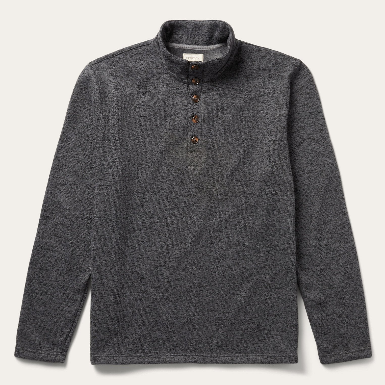 Button-Front Grey Pullover Knit Sweater Grey | Stetson Men