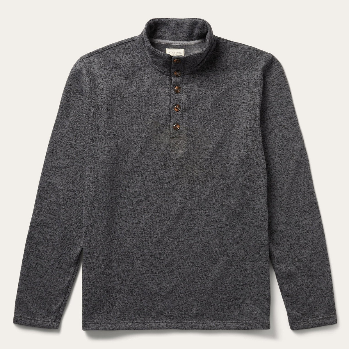 Button-Front Grey Pullover Knit Sweater Grey | Stetson Men