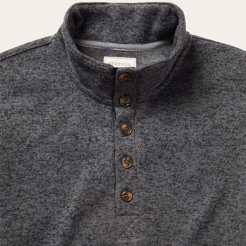 Button-Front Grey Pullover Knit Sweater Grey | Stetson Men