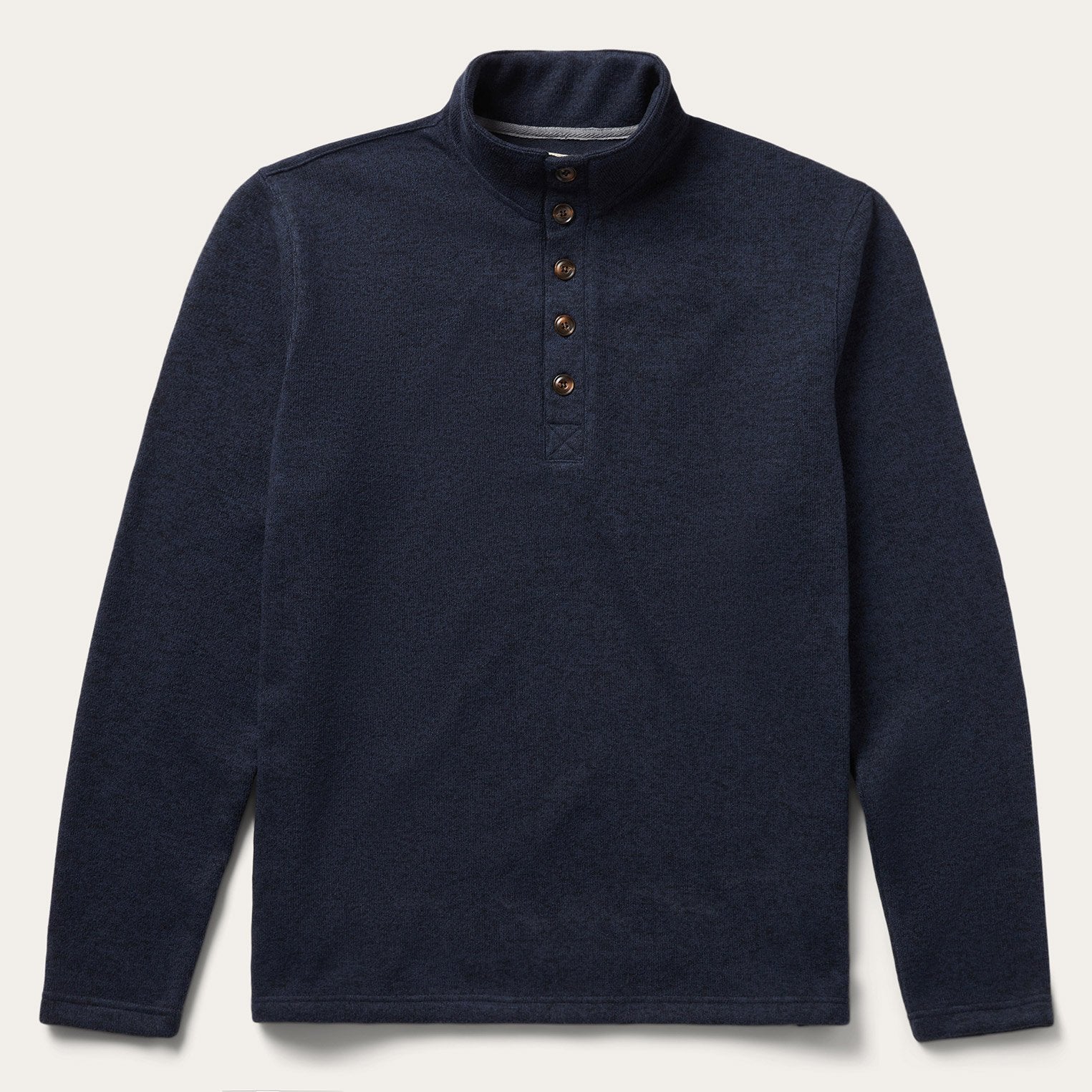 Button-Front Blue Pullover Knit Sweater Blue | Stetson Men