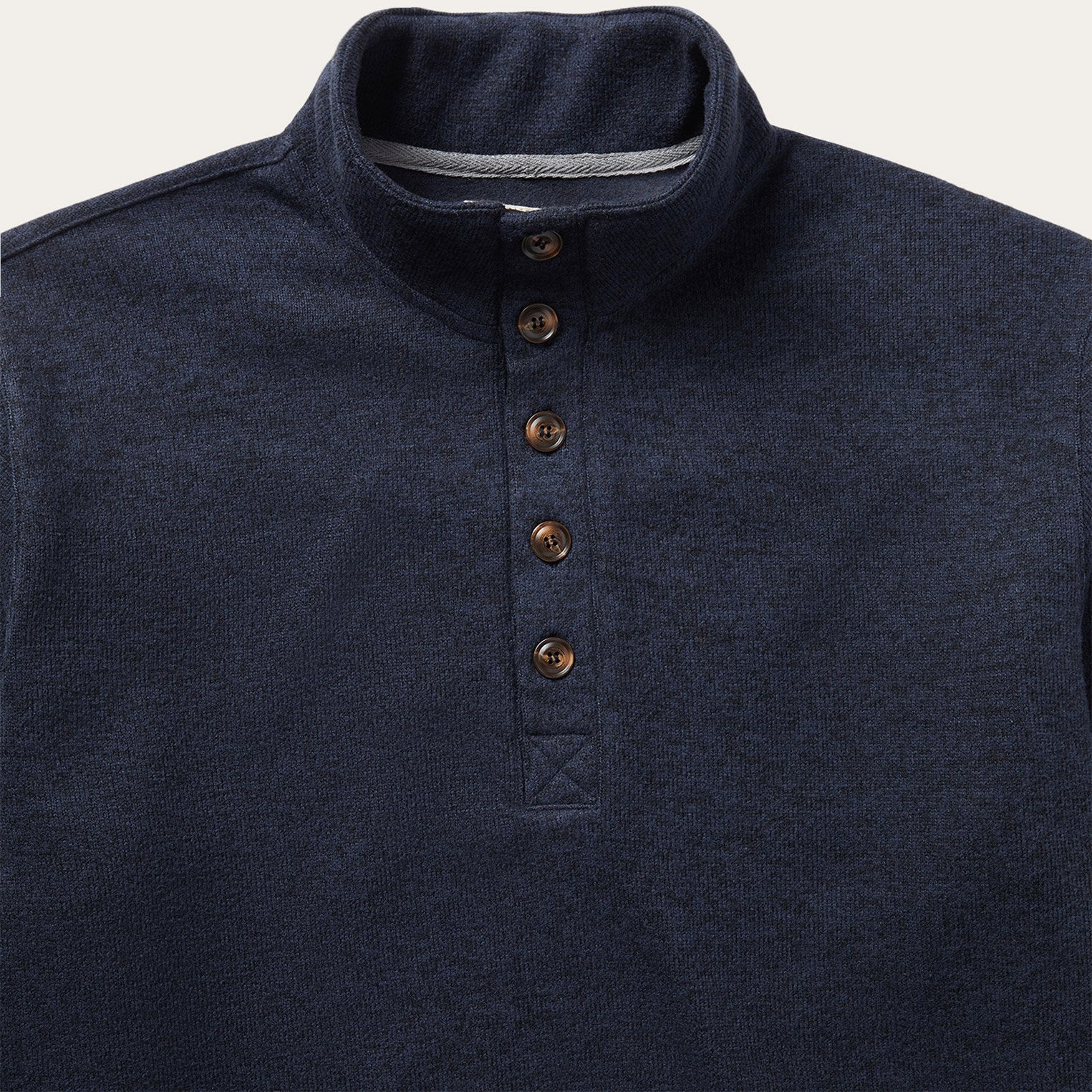 Button-Front Blue Pullover Knit Sweater Blue | Stetson Men