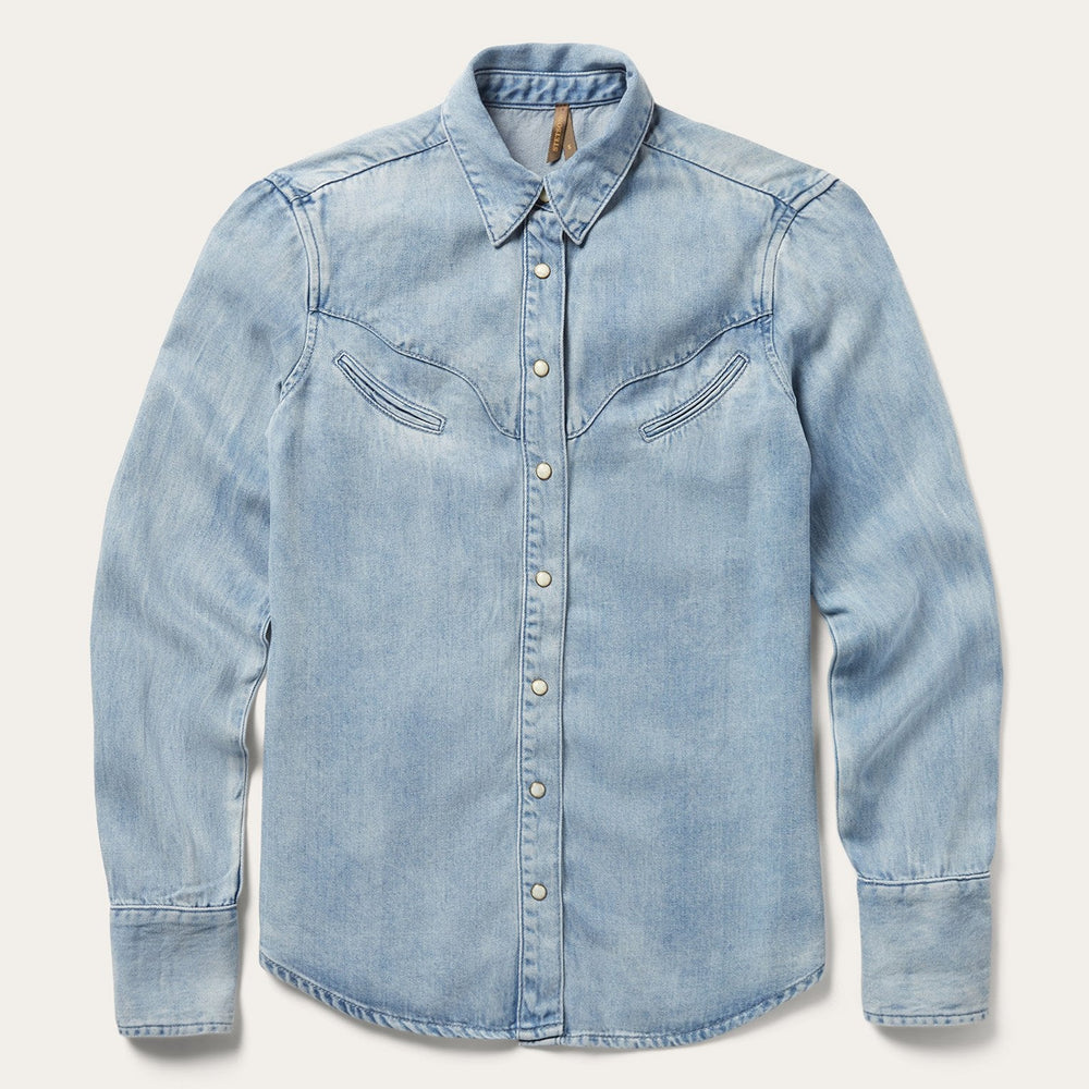 Curved Yoke Western Denim Shirt Blue | Stetson Women