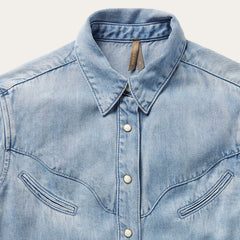 Curved Yoke Western Denim Shirt Blue | Stetson Women