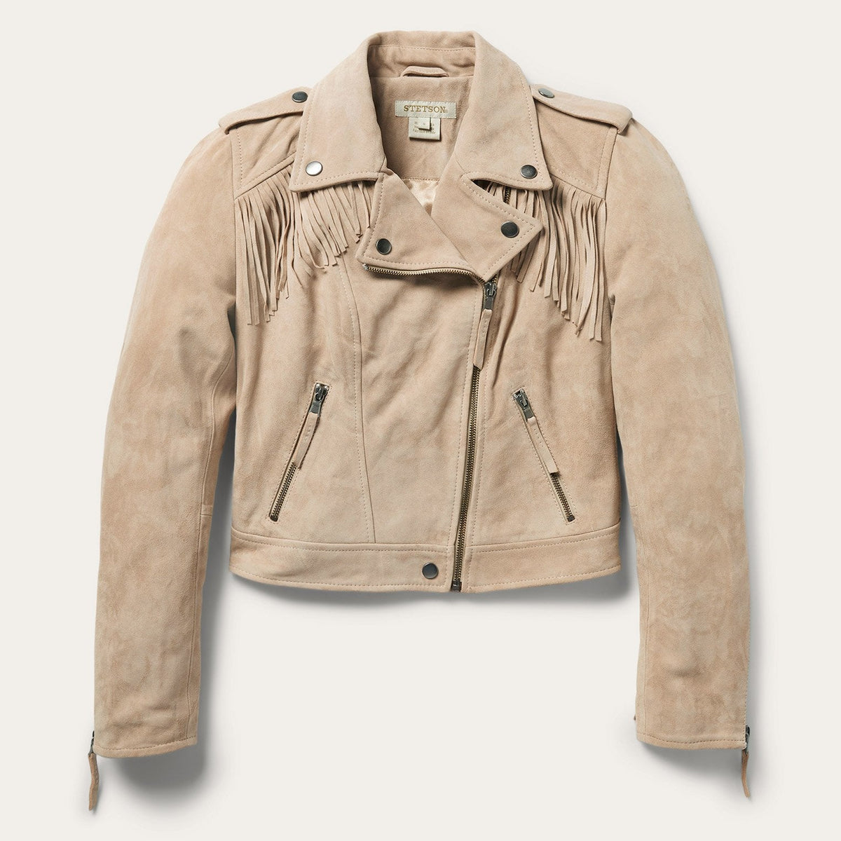 Premium Suede Moto Jacket Tan | Stetson Women
