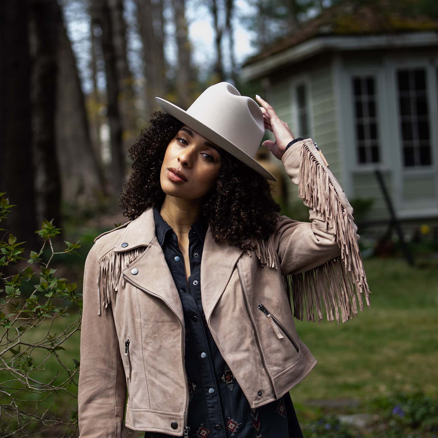 Premium Suede Moto Jacket Tan | Stetson Women