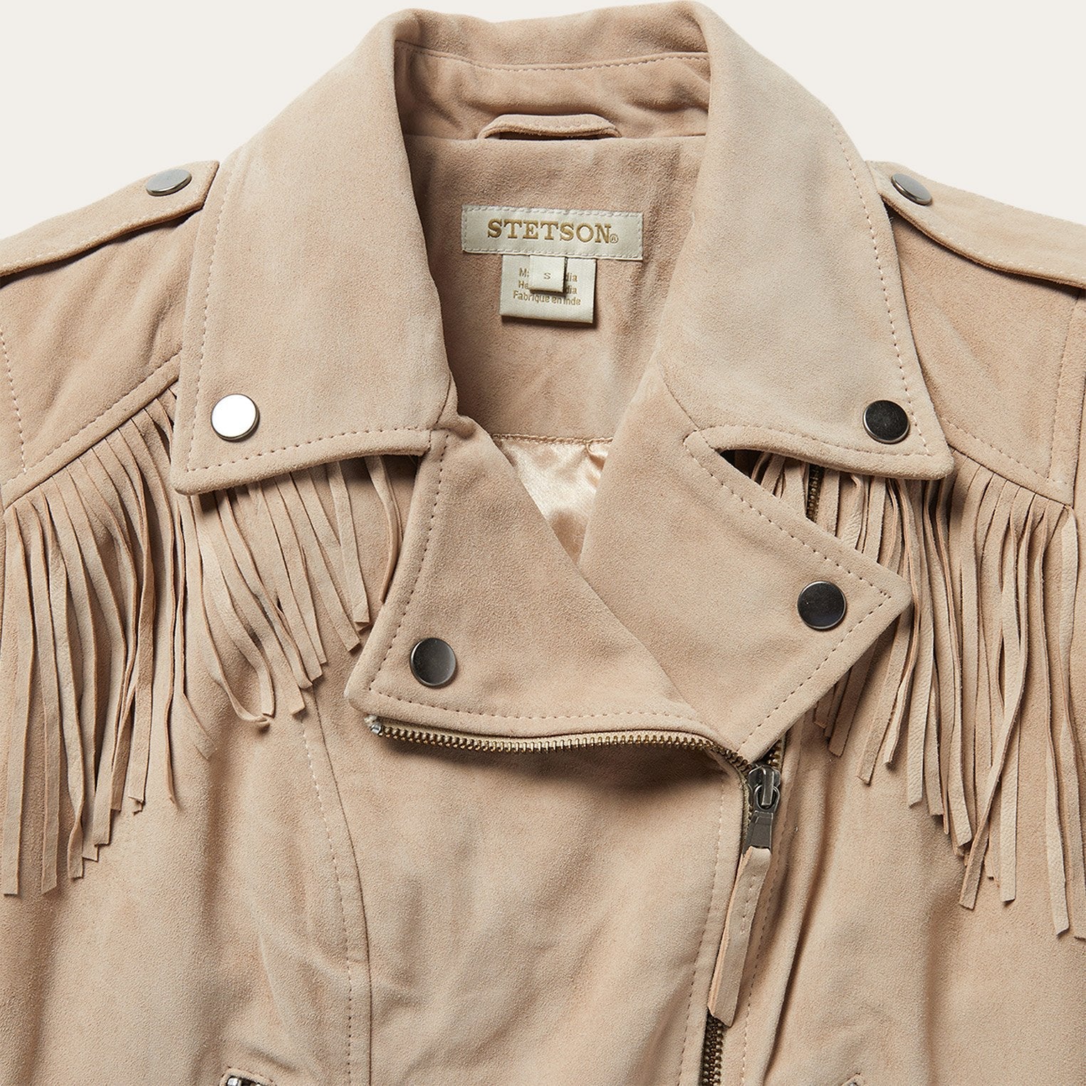 Premium Suede Moto Jacket Tan | Stetson Women