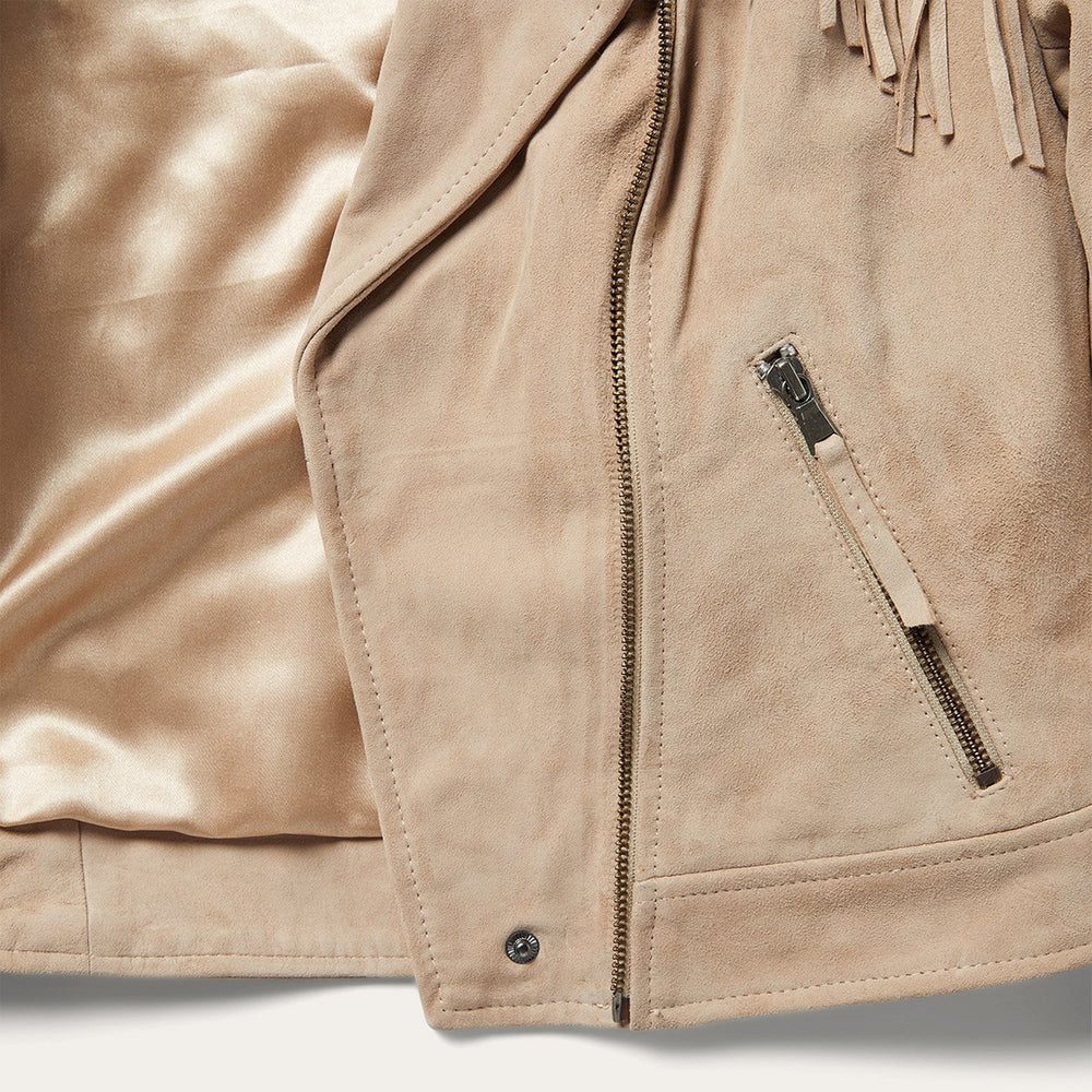 Premium Suede Moto Jacket Tan | Stetson Women