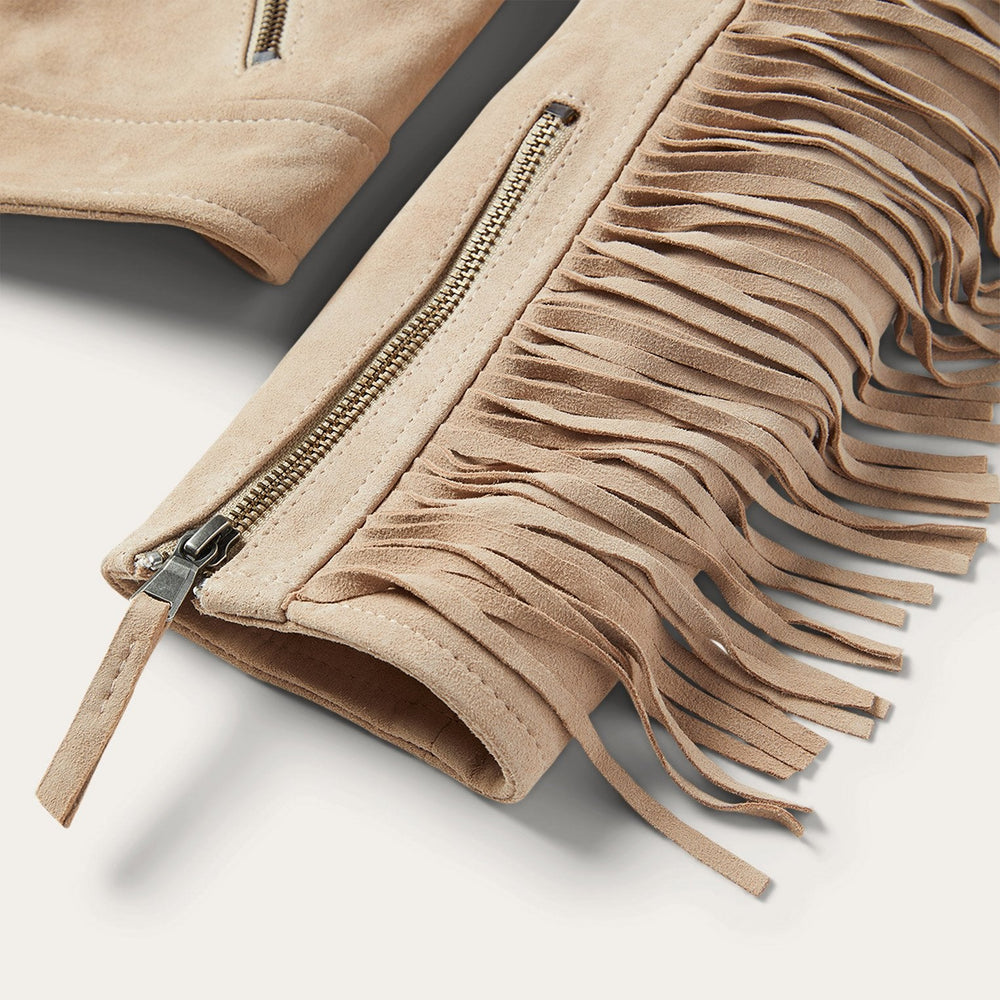 Premium Suede Moto Jacket Tan | Stetson Women