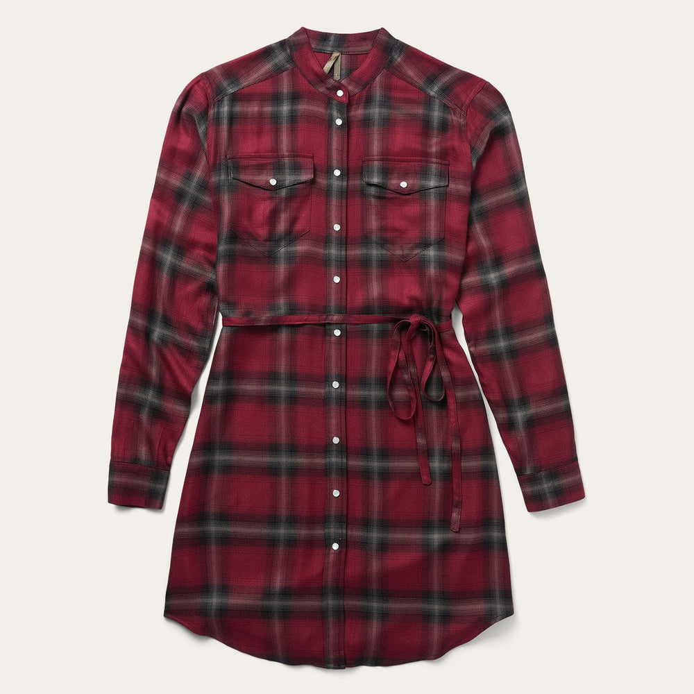 Harvest Plaid Tie Dress Wine | Stetson Women
