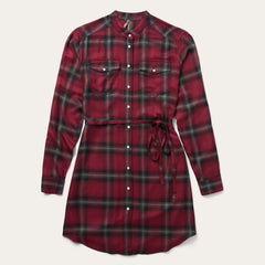 Harvest Plaid Tie Dress Wine | Stetson Women