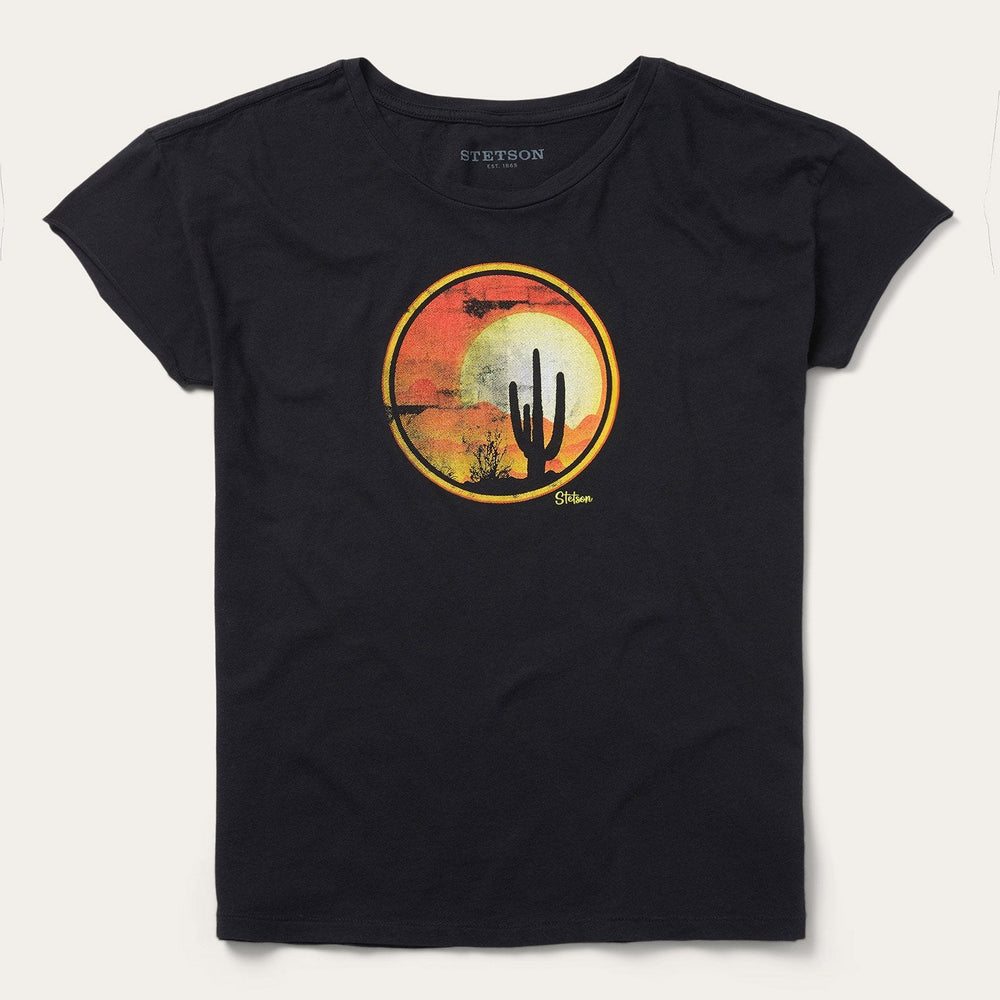 Sunset Saguaro Graphic Tee Black | Stetson Women