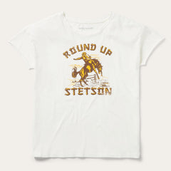 "Round Up" Stetson Vintage Tee White | Stetson Women