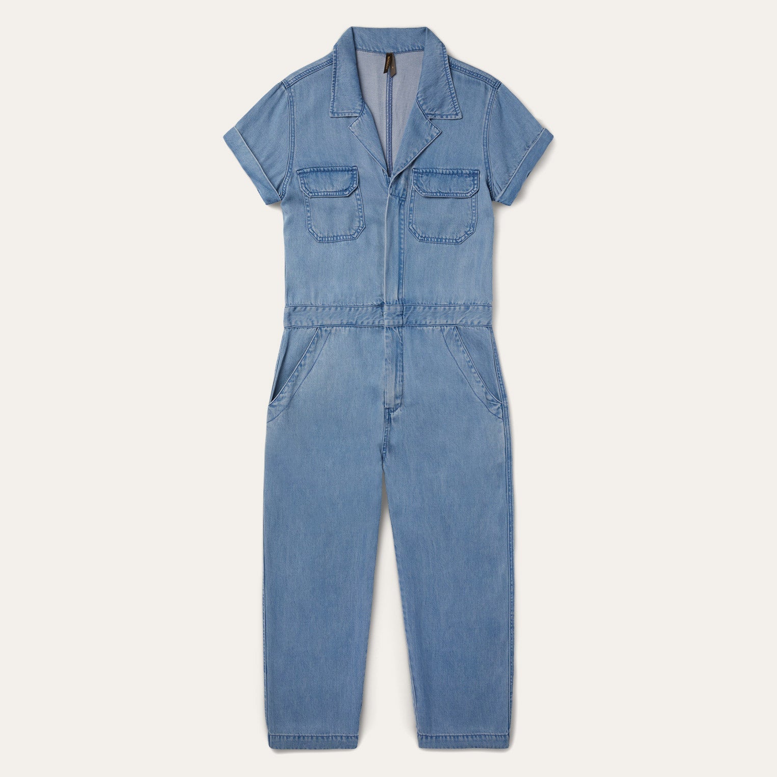 Notch Collar Jumpsuit Blue | Stetson Women