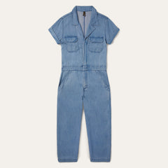 Notch Collar Jumpsuit Blue | Stetson Women
