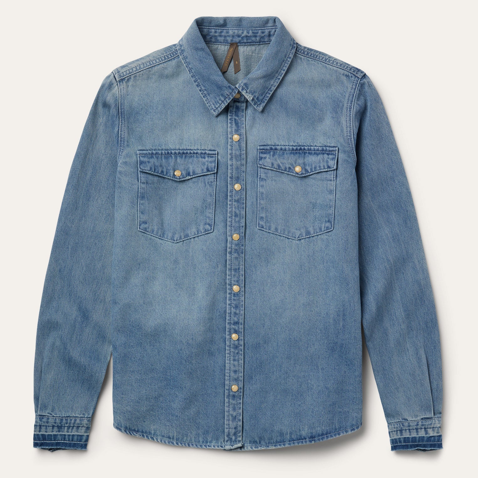 Loose Fit Denim Snap-Front Shirt Blue | Stetson Women