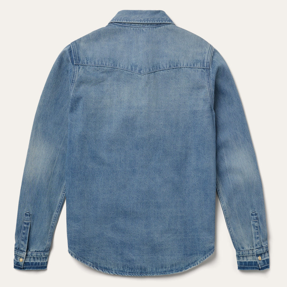 Loose Fit Denim Snap-Front Shirt Blue | Stetson Women